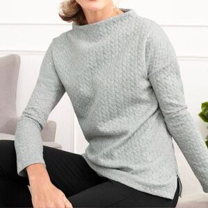 Talbots Quilted Jacquard Pullover Lurex Sweatshirt Size 2XP